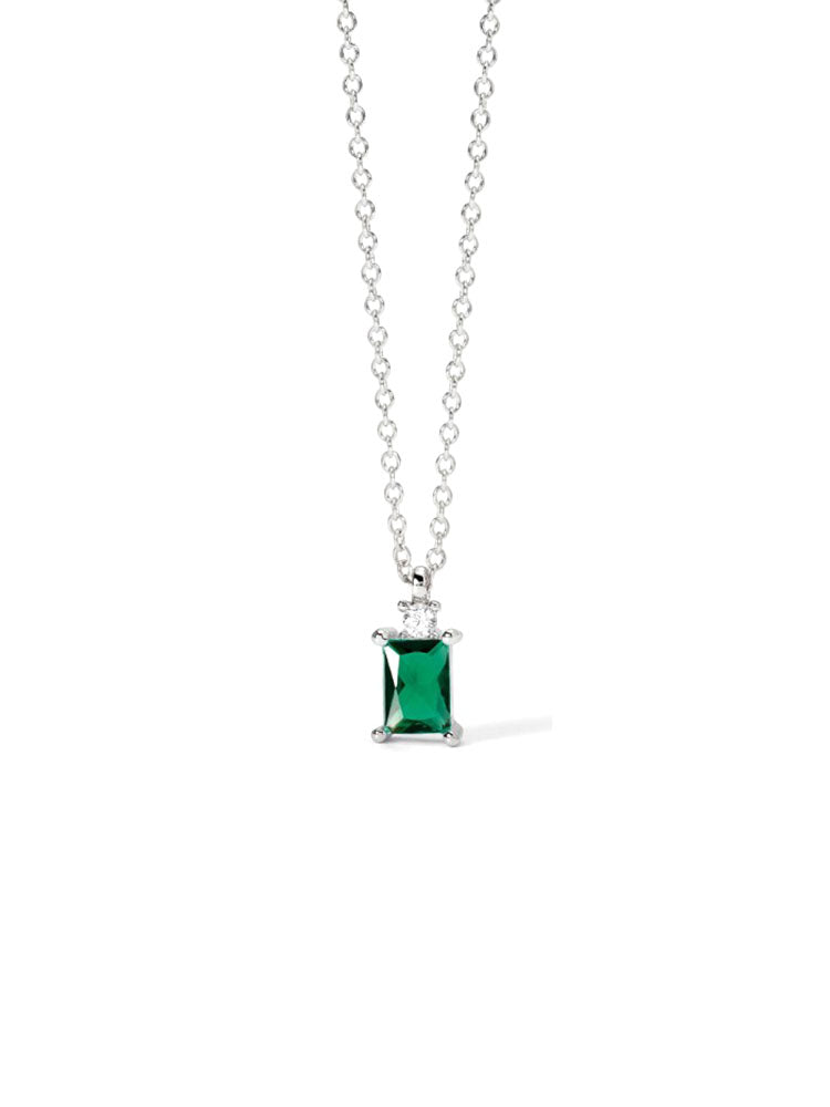 COLLANA DONNA GIROCOLLO IN ARGENTO CON ZIRCONE E SMERALDO SINTETICO MABINA