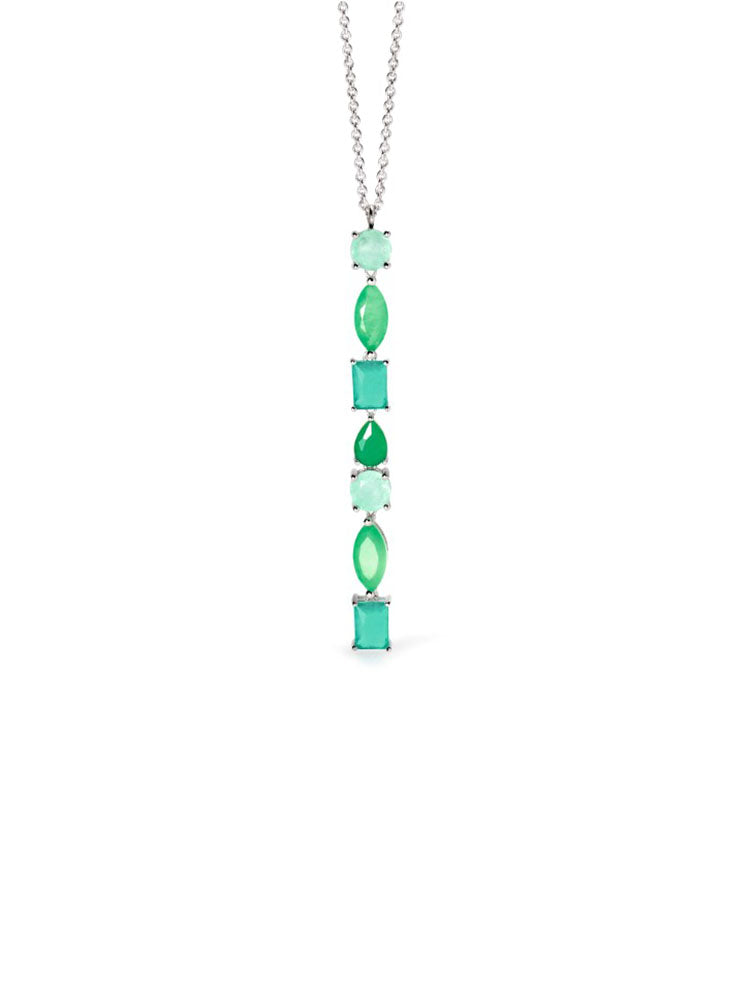 COLLANA DONNA GIROCOLLO IN ARGENTO CON FUSION STONE GLASS VERDE MABINA