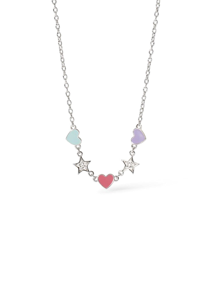COLLANA BAMBINA IN ARGENTO CON STELLE E CUORI SMALTATI MABINA GIOIELLI