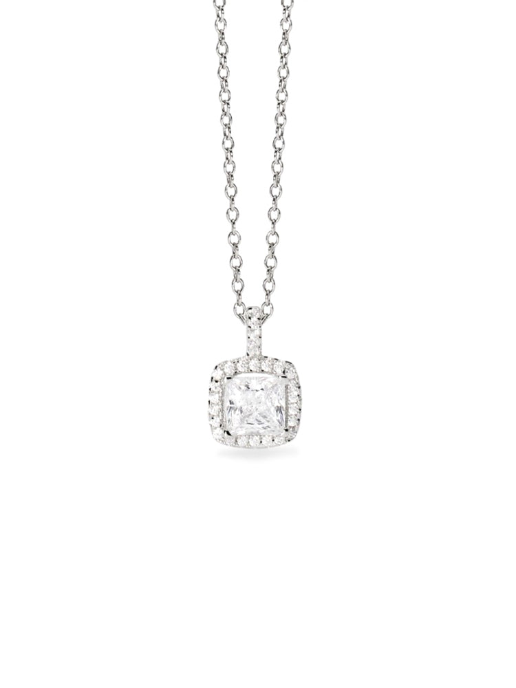 COLLANA DONNA IN ARGENTO CON ZIRCONE PENDENTE QUADRATO MABINA GIOIELLI