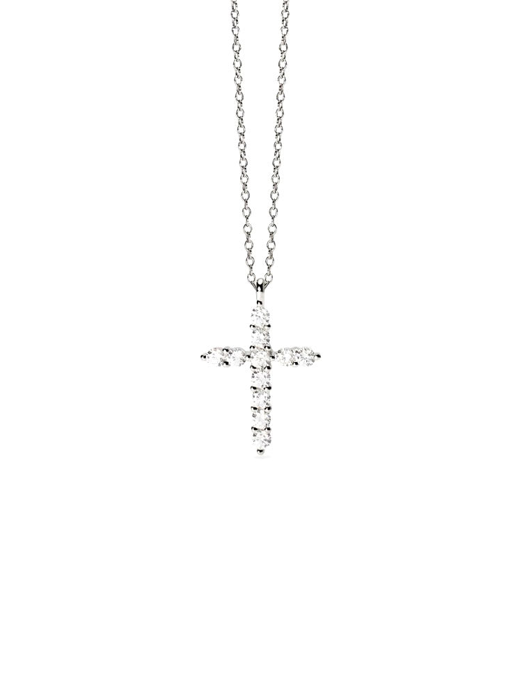 COLLANA DONNA IN ARGENTO CON CROCE DI ZIRCONI BIANCHI MABINA GIOIELLI