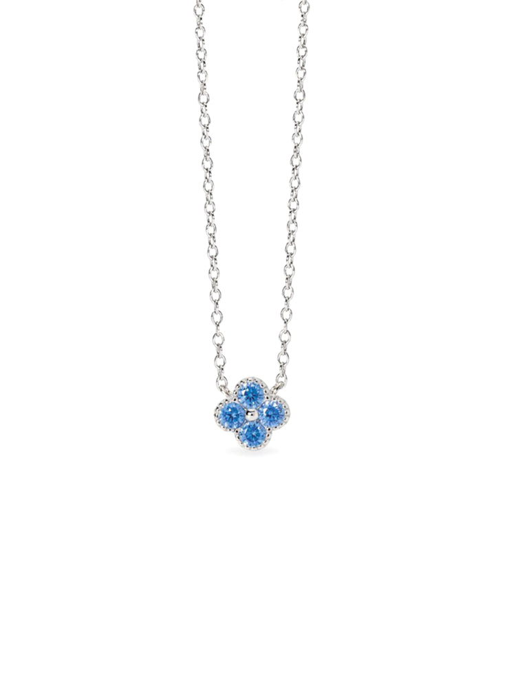 COLLANA DONNA JASMINE CON FIORE PENDENTE DI ZIRCONI AZZURRI MABINA GIOIELLI