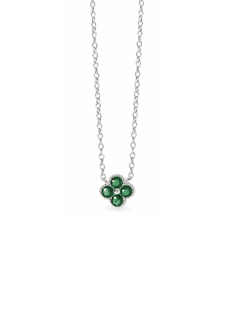 COLLANA DONNA JASMIN IN ARGENTO CON FIORE PENDENTE VERDE MABINA GIOIELLI