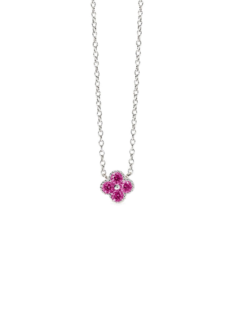 COLLANA DONNA JASMINE IN ARGENTO CON PENDENTE A FORMA DI FIORE E ZIRCONI ROSA MABINA GIOIELLI