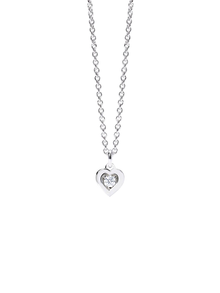 COLLANA DONNA IN ARGENTO CON CUORE E DIAMANTE LAB-GROWN MABINA GIOIELLI