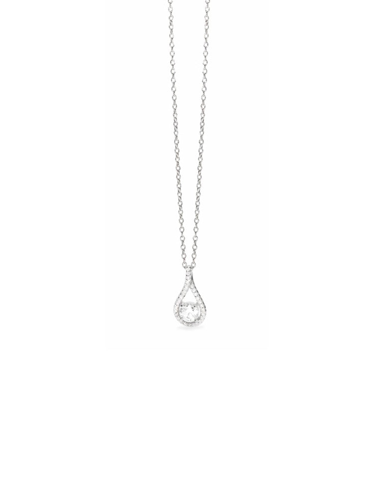 COLLANA DONNA CON PENDENTE A GOCCIA CON ZIRCONI BIANCHI MABINA GIOIELLI