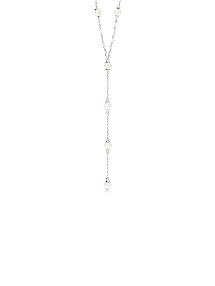 COLLANA DONNA A Y IN ARGENTO CON PERLE BIANCHE MABINA GIOIELLI