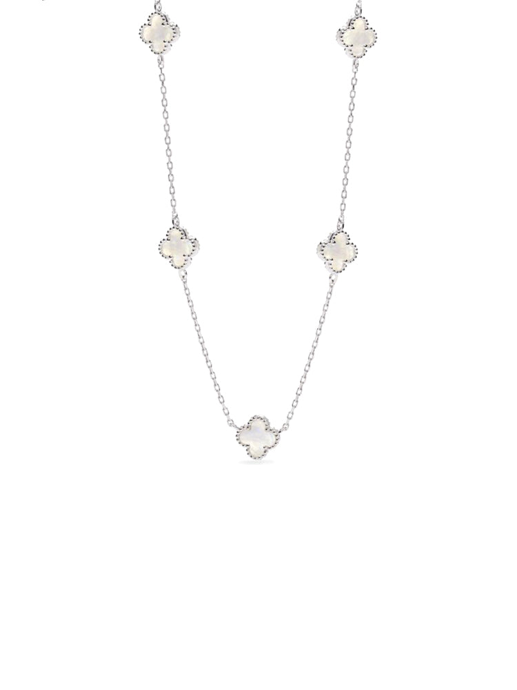 COLLANA DONNA IN ARGENTO GIROCOLLO CON FIORI IN MADREPERLA MABINA GIOIELLI