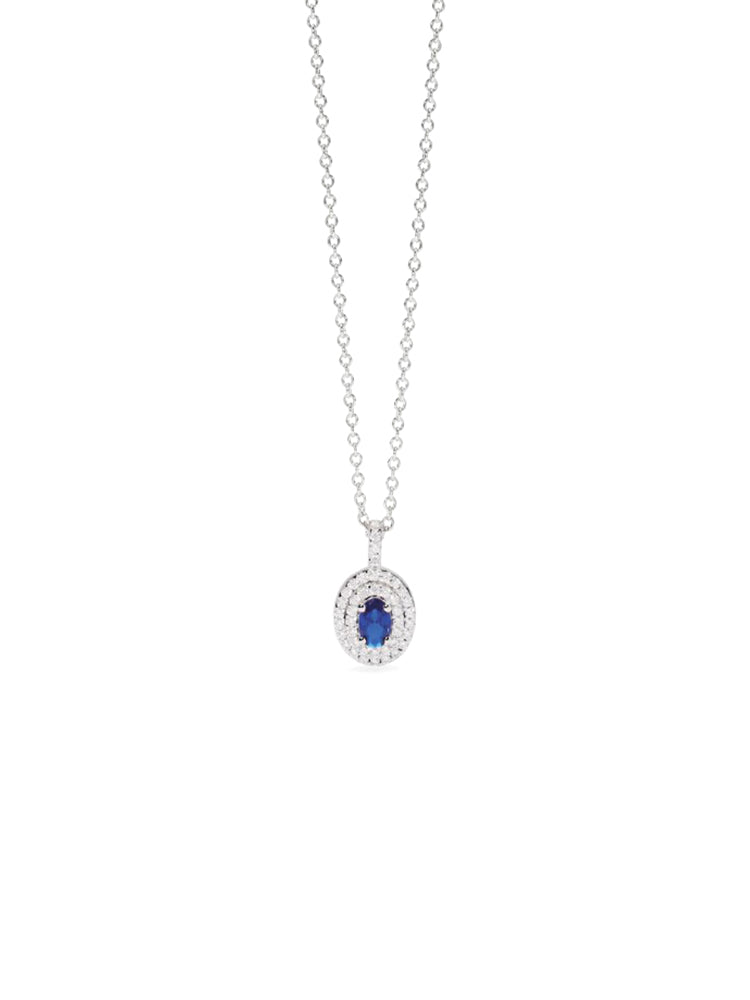 COLLANA DONNA VITTORIA CON ZAFFIRO SINTETICO PENDENTE MABINA GIOIELLI