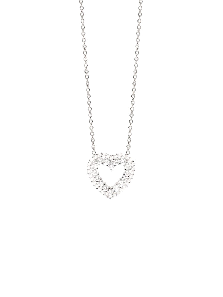 COLLANA DONNA IN ARGENTO CON CUORE DI ZIRCONI PENDENTE MABINA GIOIELLI
