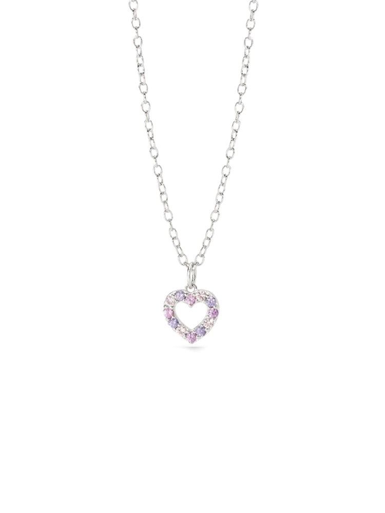 COLLANA BAMBINA IN ARGENTO CON CUORE ROSA PENDENTE MABINA GIOIELLI