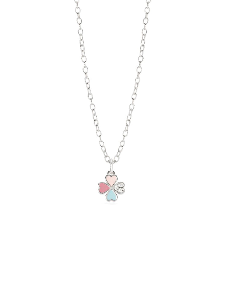 COLLANA BIMBA IN ARGENTO CON QUADRIFOGLIO SMALTATO MABINA GIOIELLI