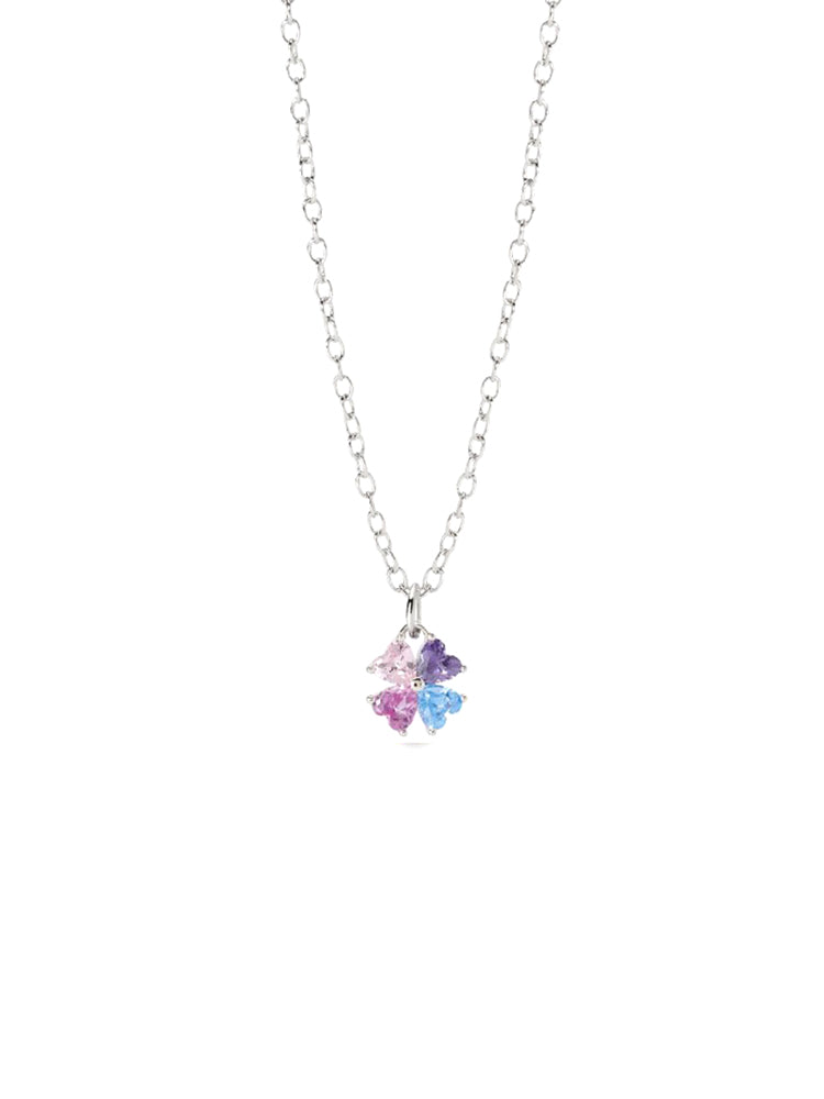 COLLANA BAMBINA IN ARGENTO CON QUADRIFOGLIO MULTICOLOR MABINA GIOIELLI