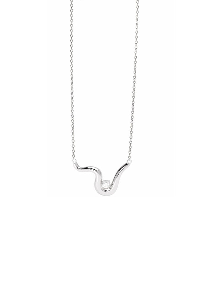 COLLANA DONNA IN ARGENTO CON ONDA E ZIRCONE MABINA GIOIELLI