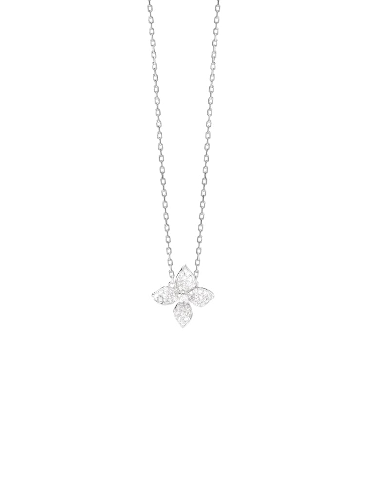 COLLANA DONNA IN ARGENTO CON FIORE IN PAVE' PENDENTE MABINA GIOIELLI