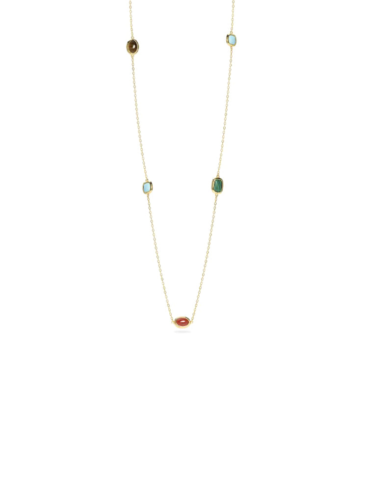 COLLANA DONNA DORATA LUNGA CON PIETRE MULTICOLOR MABINA GIOIELLI