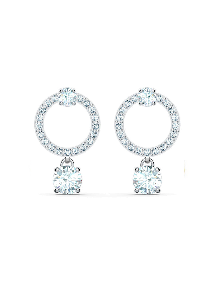 ORECCHINI DONNA ATTRACT CIRCLE, PENDENTE A CERCHIO BIANCO SWAROVSKI