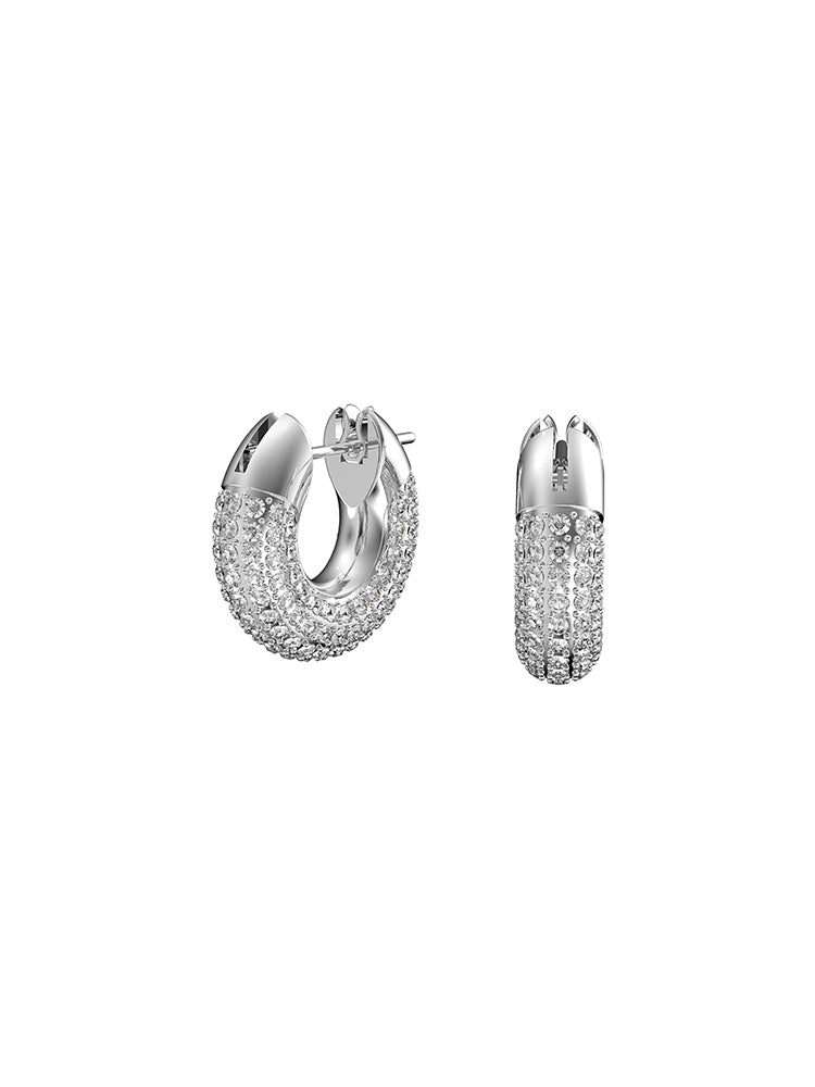 ORECCHINI DONNA DONNA DEXTERA, A CERCHIO CON PAVE' DI CRISTALLI BIANCHI SWAROVSKI