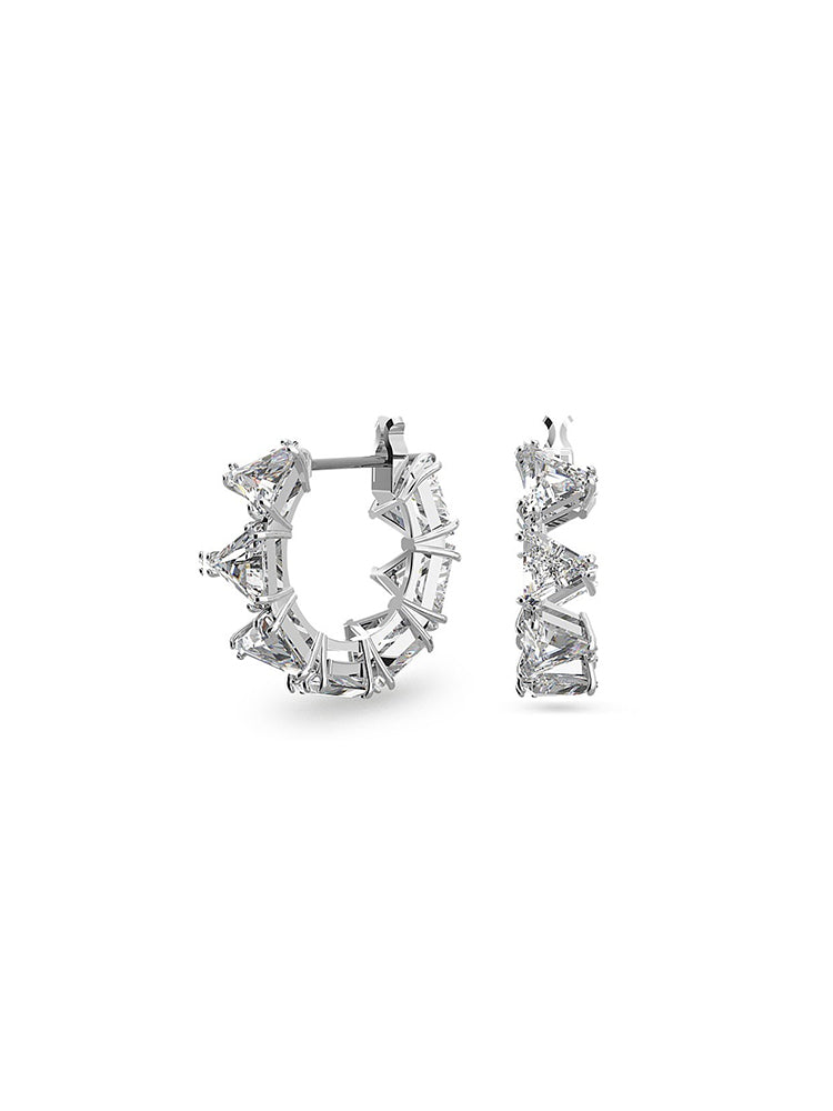 ORECCHINI DONNA MILLENIA A CERCHIO, ZIRCONI TAGLIO TRIANGOLO, BIANCO, PLACCATI RODIO SWAROVSKI