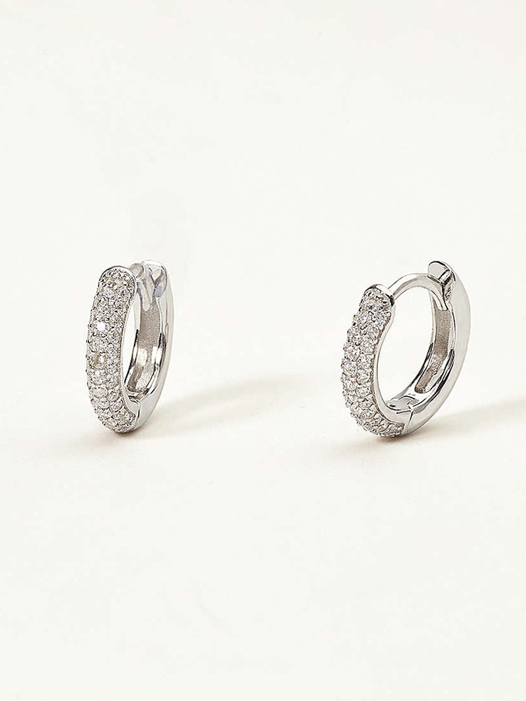 ORECCHINI DONNA A CERCHIO, IN ARGENTO SILVER RODIATI CON ZIRCONI BIANCHI MABINA GIOIELLI