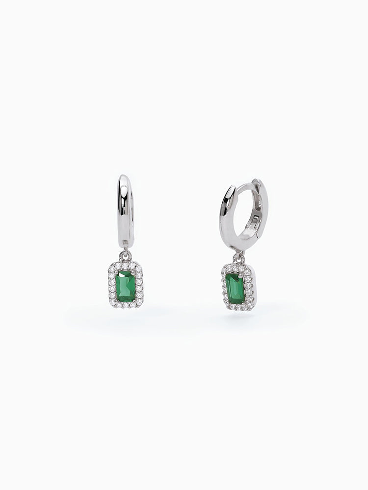 ORECCHINI DONNA  COOL OR RÉTRO? IN ARGENTO A CERCHIO CON SMERALDO SINTETICO MABINA GIOIELLI