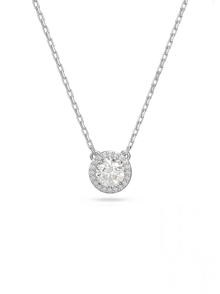 COLLANA DONNA PENDENTE CONSTELLA TAGLIO TONDO, PAVÉ, BIANCO, PLACCATO RODIO SWAROVSKI