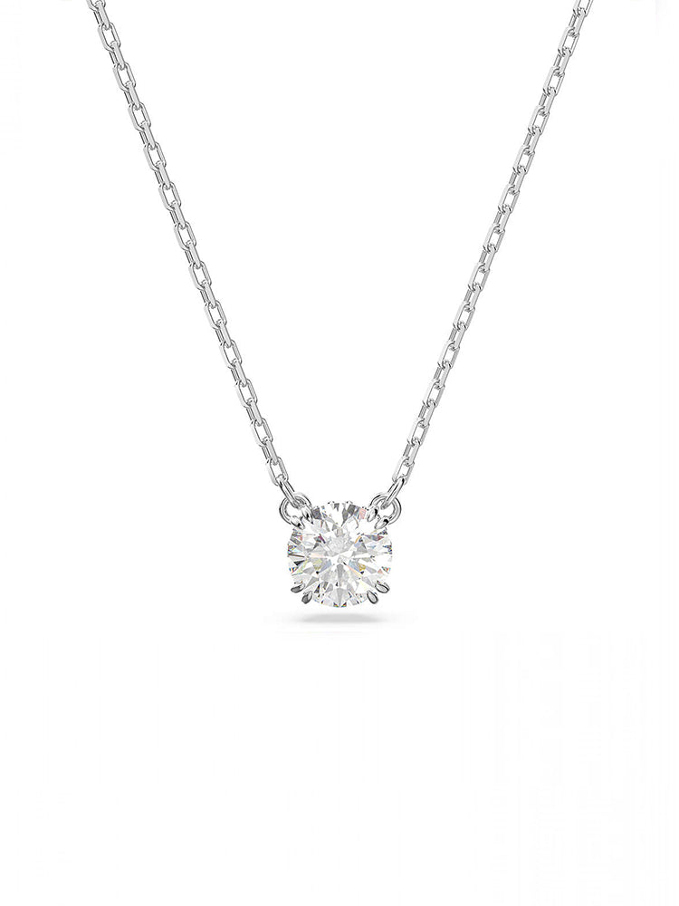 COLLANA DONNA CONSTELLA PUNTO LUCE TAGLIO TONDO BIANCA, PLACCATA RODIO SWAROVSKI