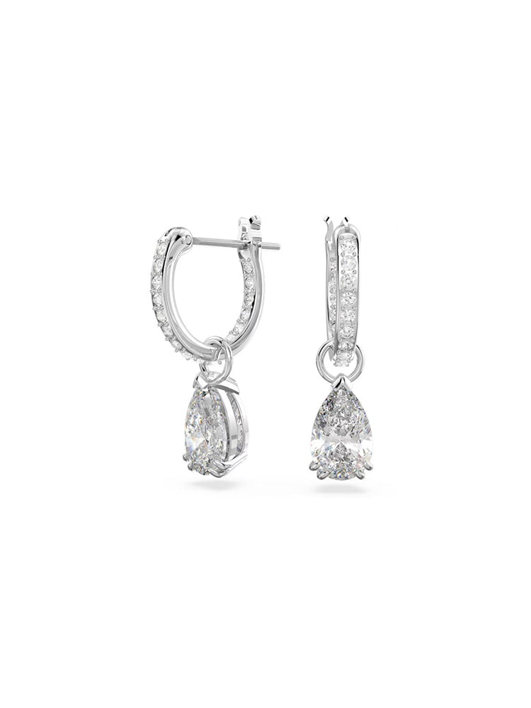 ORECCHINI DONNA MILLENIA A CERCHIO TAGLIO A GOCCIA BIANCHI SWAROVSKI