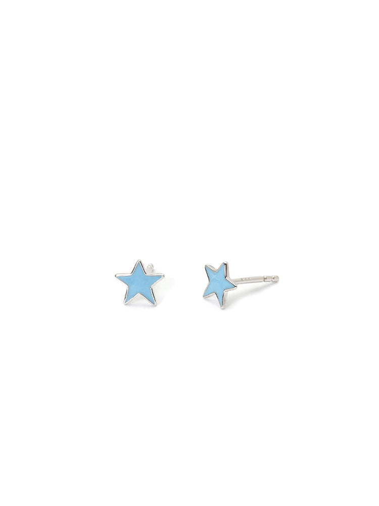 ORECCHINI BIMBA STELLA STELLINA IN ARGENTO CON SMALTO AZZURRO MABINA GIOIELLI
