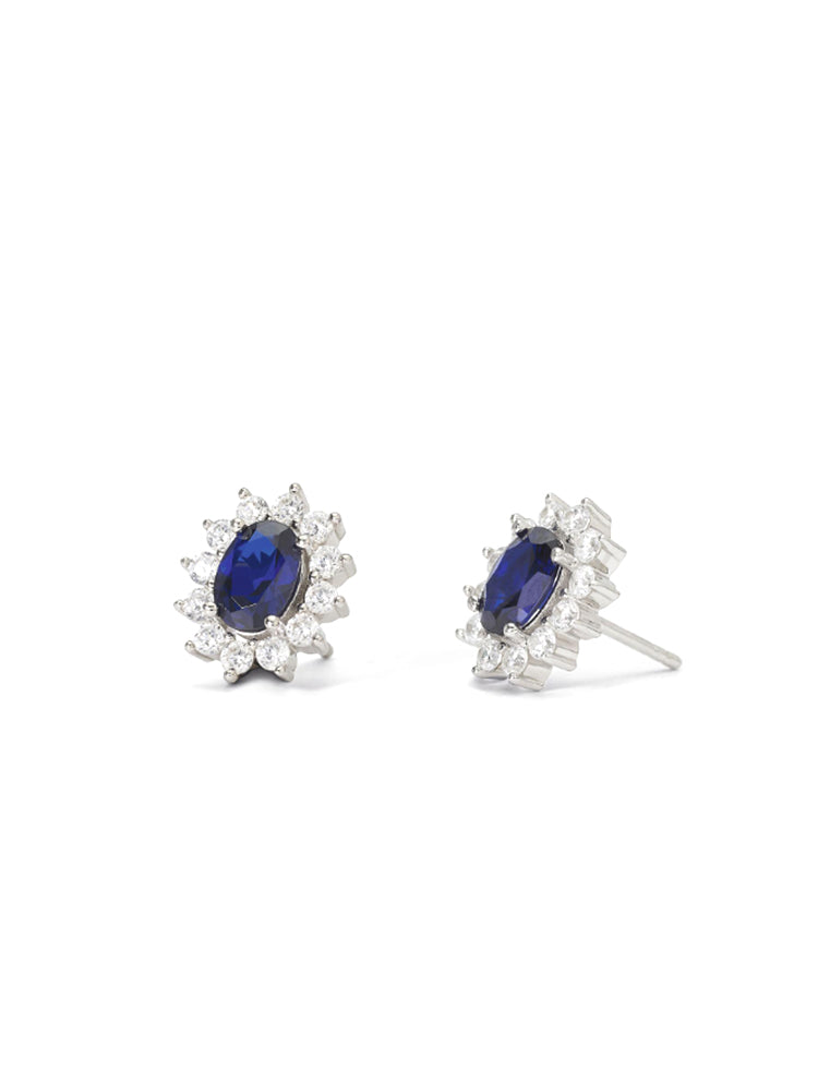 ORECCHINI DONNA COOL OR RÉTRO? IN ARGENTO CON ZAFFIRO SINTETICO OVALE MABINA GIOIELLI