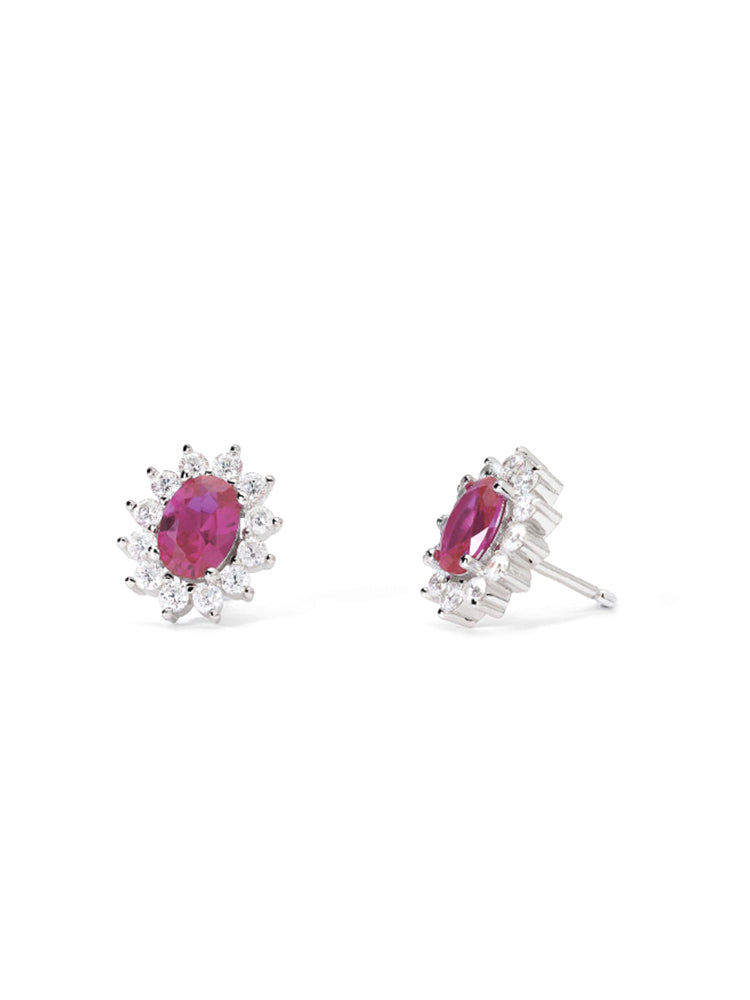 ORECCHINI DONNA COOL OR RÉTRO? IN ARGENTO CON RUBINO SINTETICO OVALE MABINA GIOIELLI