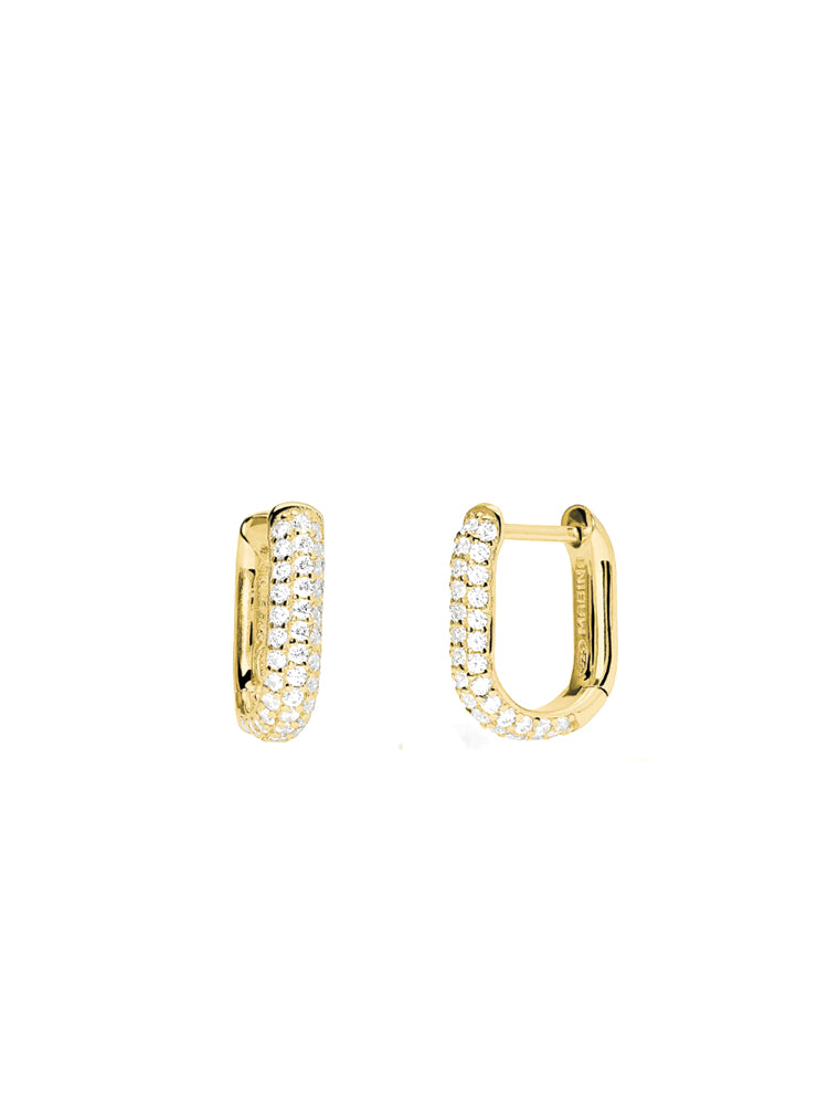 ORECCHINI DONNA COUTURE OVALI IN ARGENTO DORATO CON PAVÈ MABINA GIOIELLI