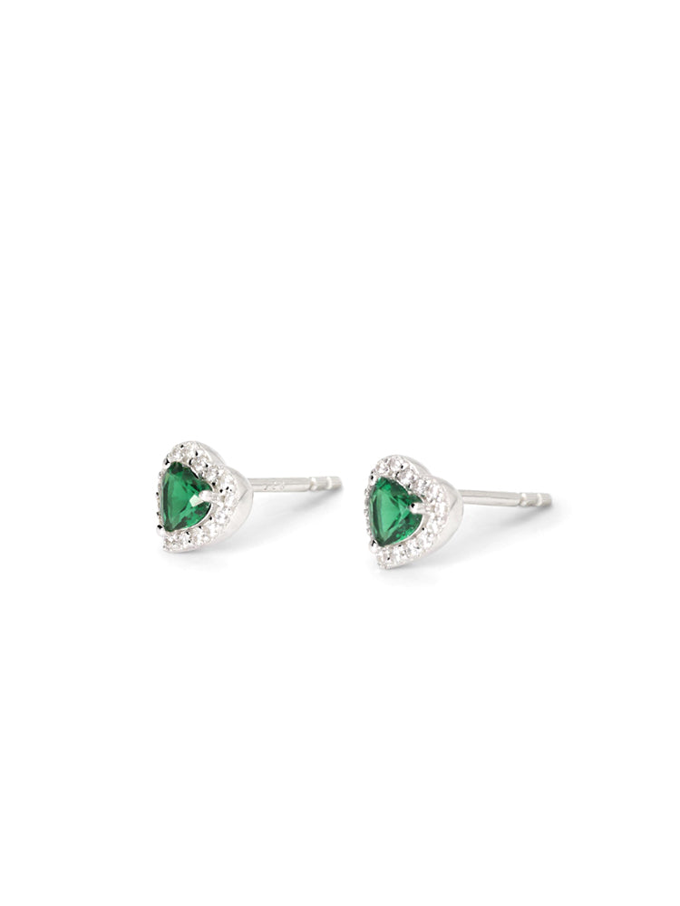 ORECCHINI DONNA LOVE AFFAIR IN ARGENTO CON SMERALDI SINTETICI A CUORE MABINA GIOIELLI