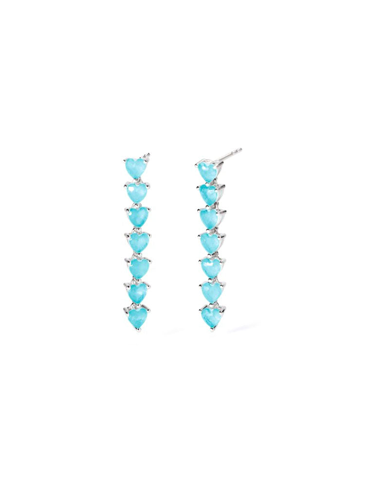 ORECCHINI DONNA TENNIS IN ARGENTO CON FUSION STONE GLASS AZZURRO MABINA