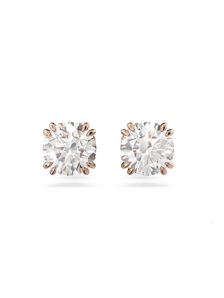 ORECCHINI DONNA CONSTELLA A LOBO PUNTO LUCE, TAGLIO TONDO, BIANCHI, PLACCATI COLOR ORO ROSA SWAROVSKI