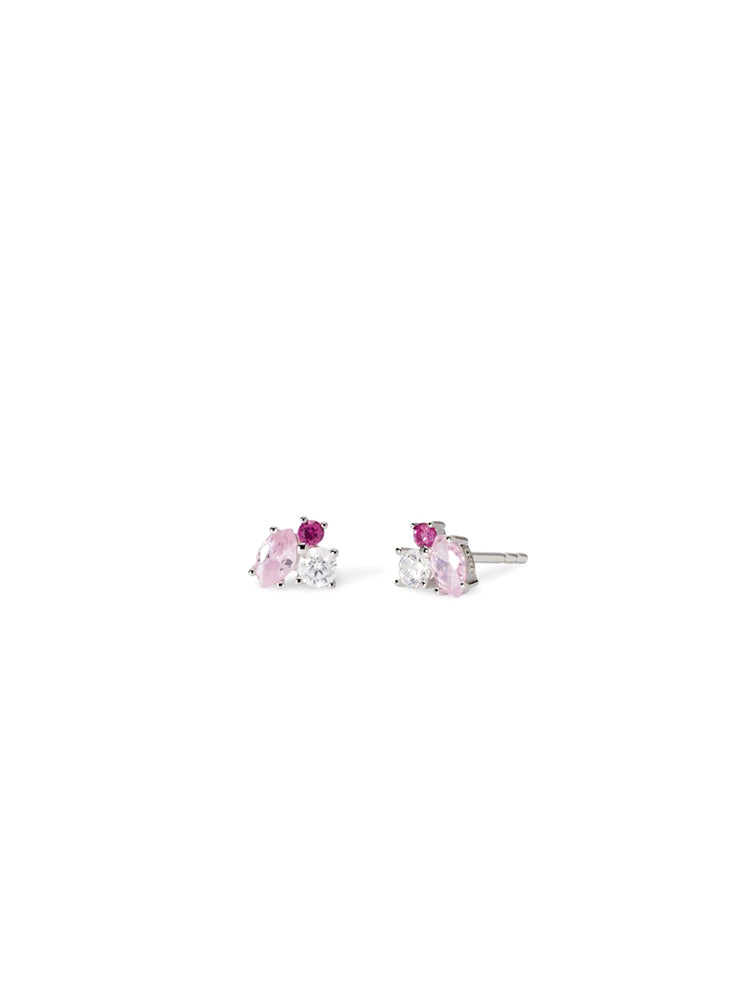 ORECCHINI DONNA IN ARGENTO MINI PUNTI LUCE CON ZIRCONI MULTICOLOR ROSA MABINA GIOIELLI