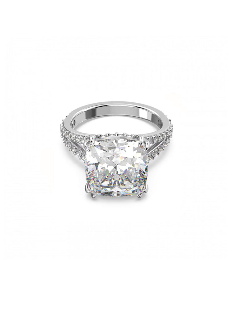 ANELLO DONNA COCKTAIL CONSTELLA TAGLIO QUADRATO, PAVÉ, BIANCO, PLACCATO RODIO MISURA 58 SWAROVSKI