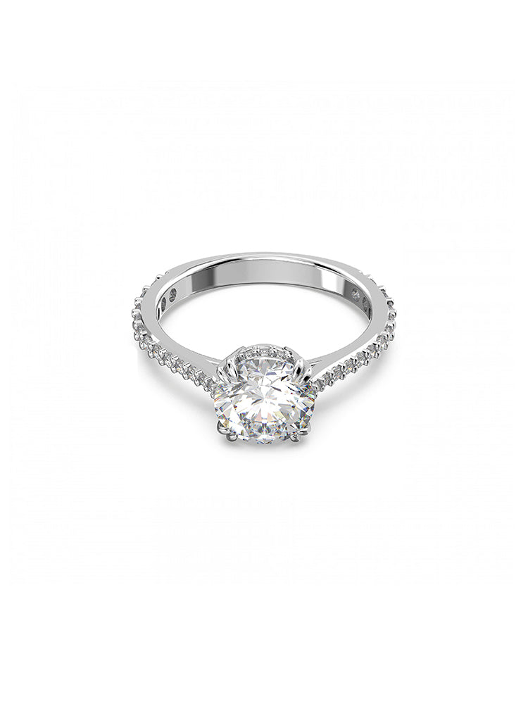 ANELLO DONNA COCKTAIL CONSTELLA TAGLIO PRINCESS, PAVÉ, BIANCO, PLACCATO RODIO SWAROVSKI