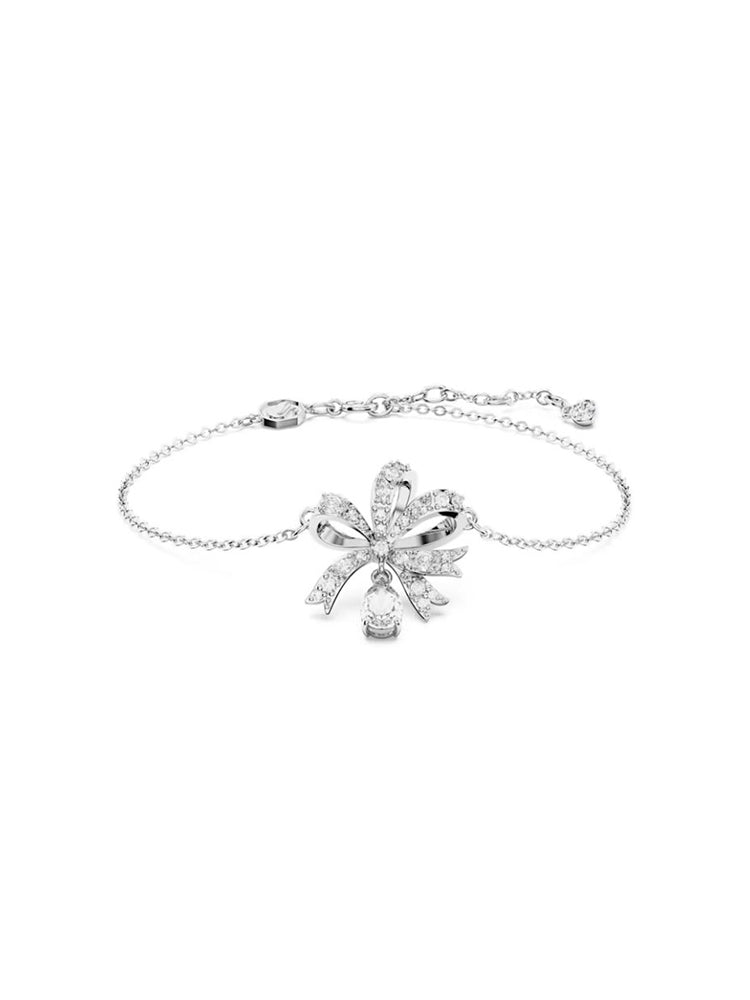 BRACCIALE DONNA VOLTA CON FIOCCO PLACCATO RODIO E CRISTALLI SWAROVSKI