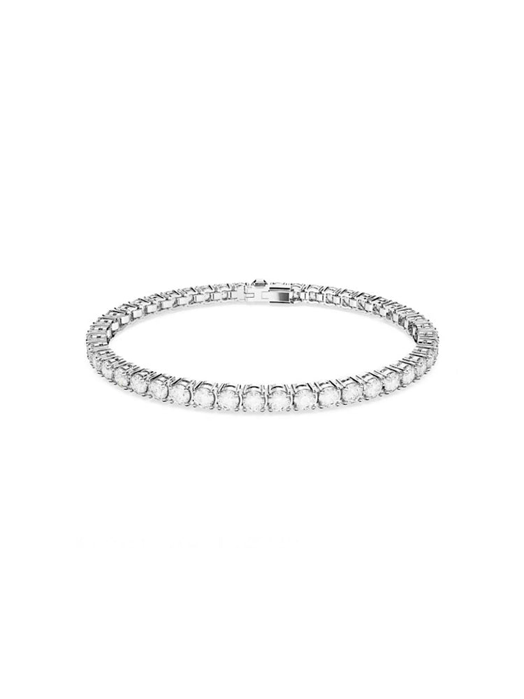 BRACCIALE DONNA TENNIS MATRIX TAGLIO ROTONDO, PICCOLO, BIANCO, RODIATO MISURA M SWAROVSKI