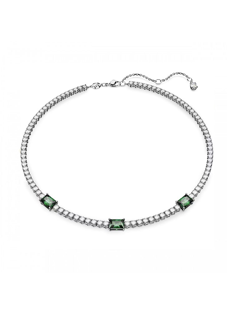 COLLANA DONNA TENNIS GIROCOLLO CON CRISTALLI BIANCHI E VERDI SWAROVSKI