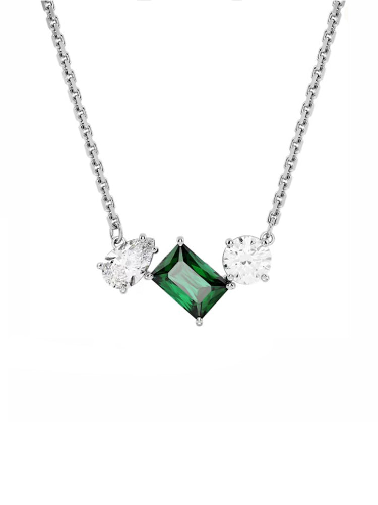 PENDENTE DONNA MESMERA TAGLIO MISTO, VERDE, PLACCATO RODIO SWAROVSKI