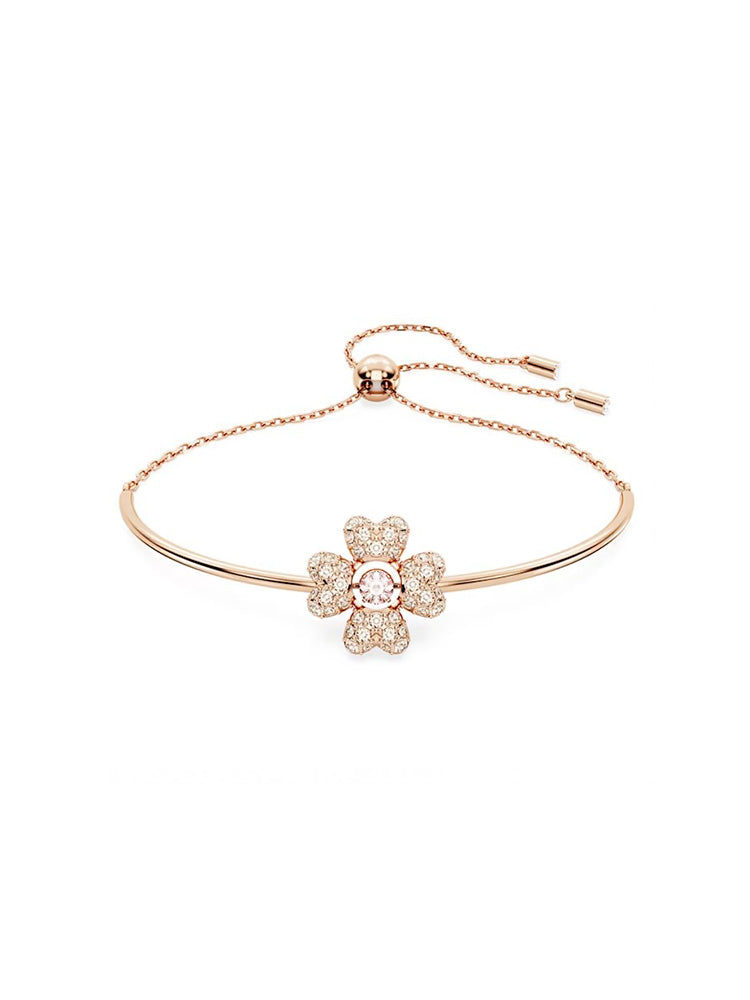 BRACCIALETTO DONNA IDYLLIA QUADRIFOGLIO, BIANCO, PLACCATO COLOR ORO ROSA SWAROVSKI