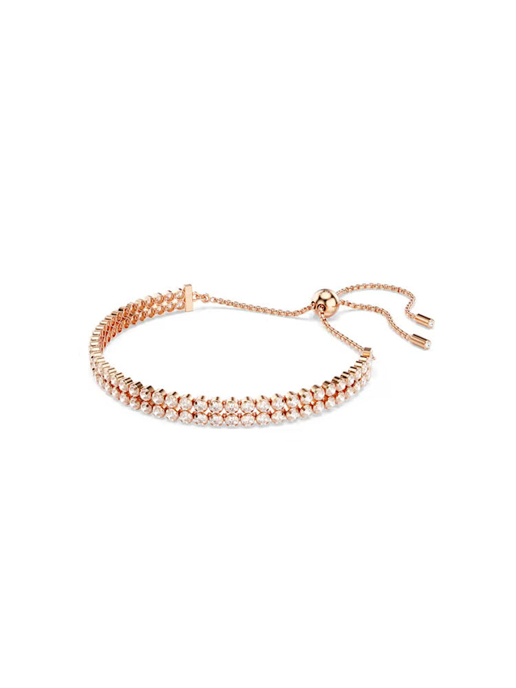 BRACCIALE DONNA MATRIX TENNIS DOPPIO FILO COLOR ORO ROSA CON ZIRCONI BIANCHI SWAROVSKI
