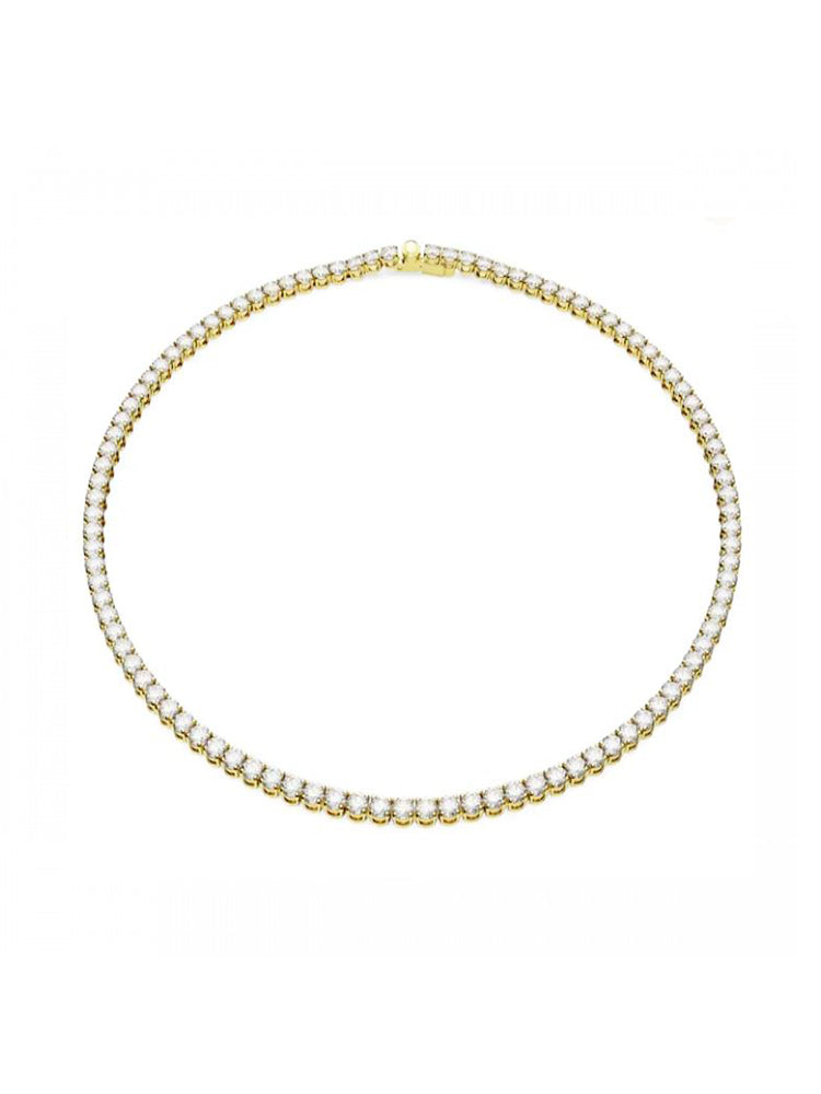 COLLANA DONNA MATRIX TENNIS TAGLIO TONDO, PICCOLA, BIANCA, PLACCATO COLOR ORO TAGLIA M SWAROVSKI