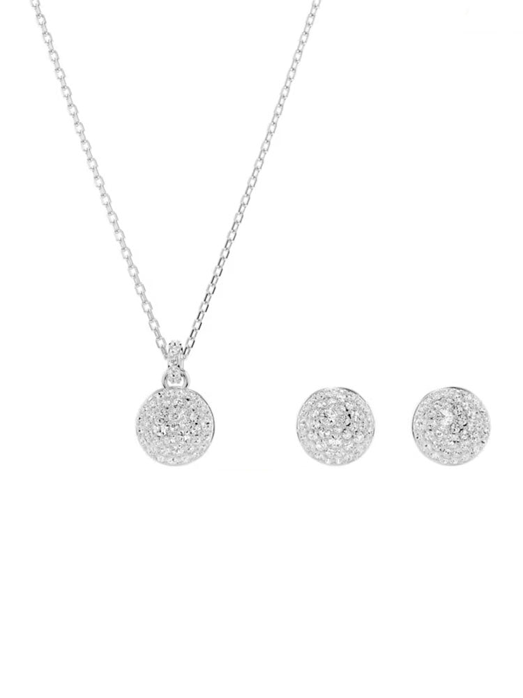 SET DONNA METEORA ORECCHINI E COLLANA OLACCATI RODIO E ZIRCONI BIANCHI SWAROVSKI