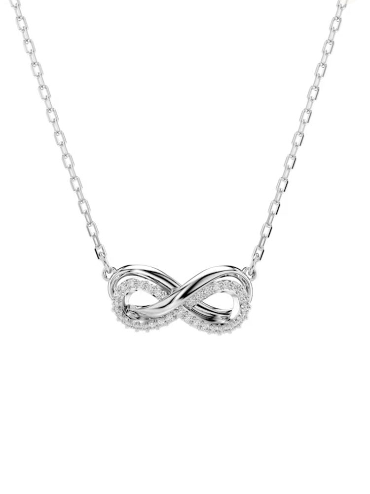 COLLANA DONNA HYPERBOLA INFINITO PLACCATA RODIO E ZIRCONI BIANCHI SWAROVSKI
