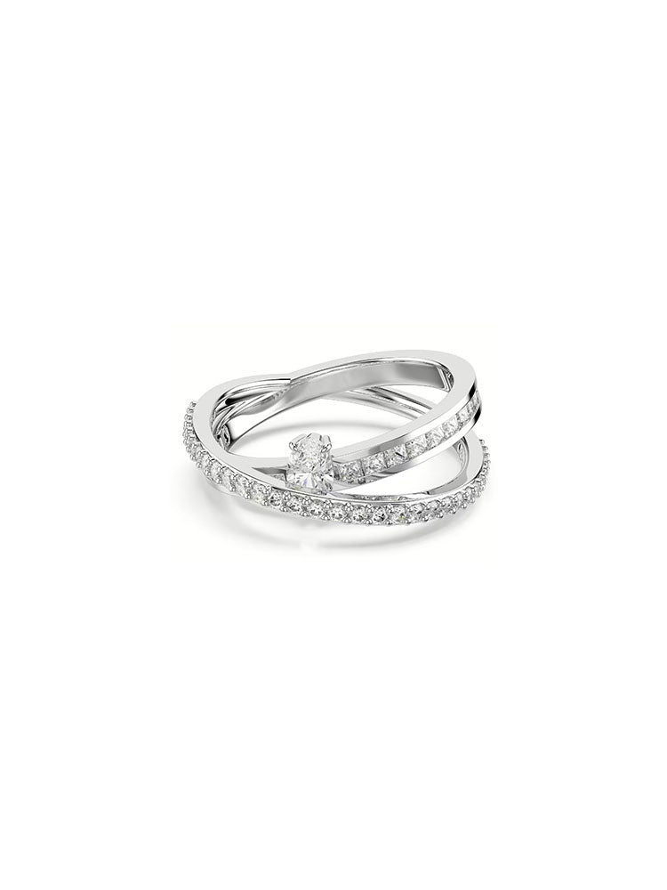 ANELLO DONNA HYPERBOLA MIS 55 DOPPIO FILO CON CRISTALLI BIANCHI SWAROVSKI