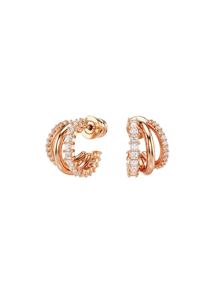 ORECCHINI DONNA HYPERBOLA A CERCHIO COLOR ORO ROSA SWAROVSKI