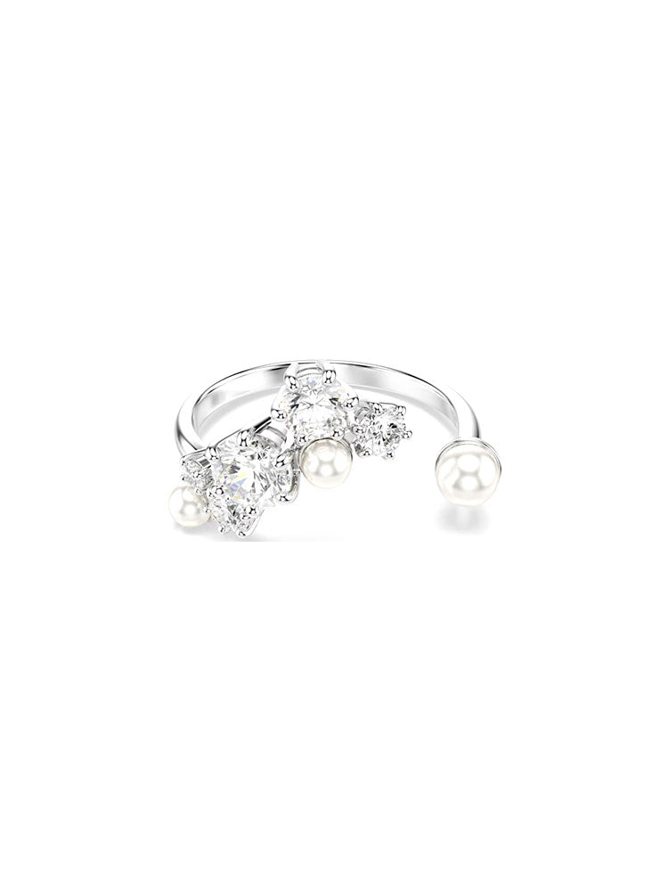 ANELLO DONNA CONSTELLA APERTO RODIO CON CRISTALLI E PERLE MIS 52 SWAROVSKI